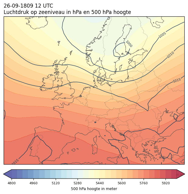 Weerkaart van 26 september 1809 om 12 UTC