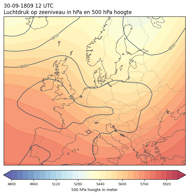 Weerkaart van 30 september 1809 om 12 UTC