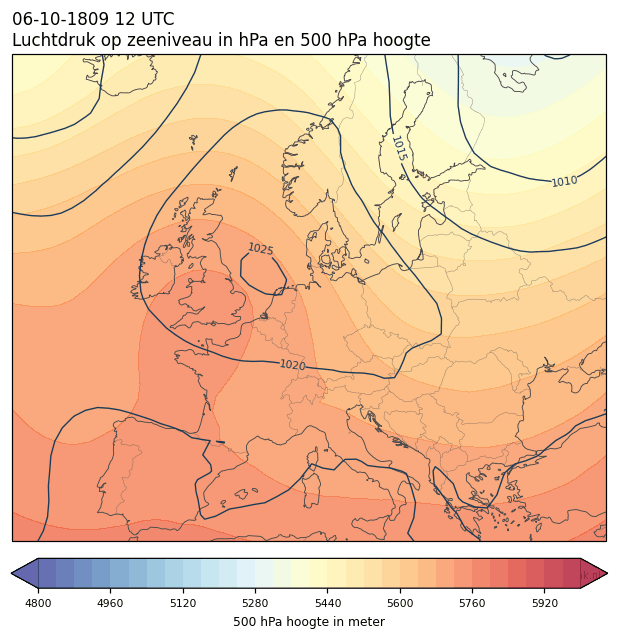 Weerkaart van 6 oktober 1809 om 12 UTC