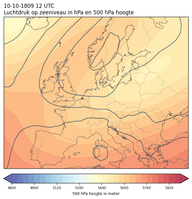 Weerkaart van 10 oktober 1809 om 12 UTC