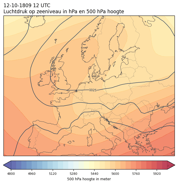 Weerkaart van 12 oktober 1809 om 12 UTC