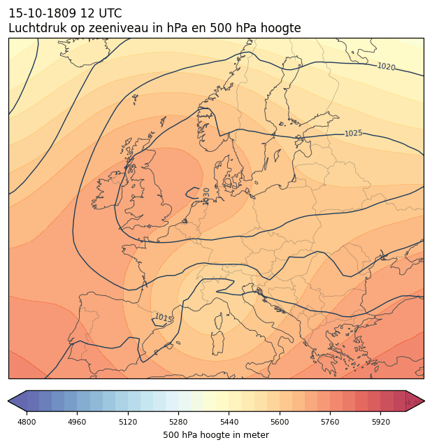 Weerkaart van 15 oktober 1809 om 12 UTC