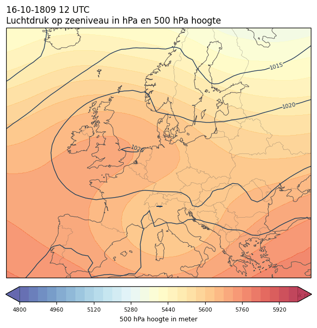 Weerkaart van 16 oktober 1809 om 12 UTC