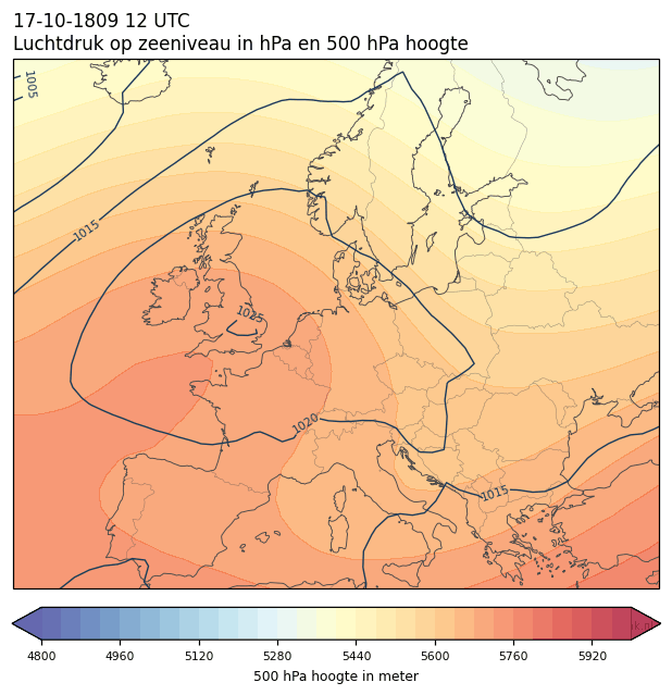 Weerkaart van 17 oktober 1809 om 12 UTC