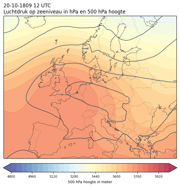 Weerkaart van 20 oktober 1809 om 12 UTC