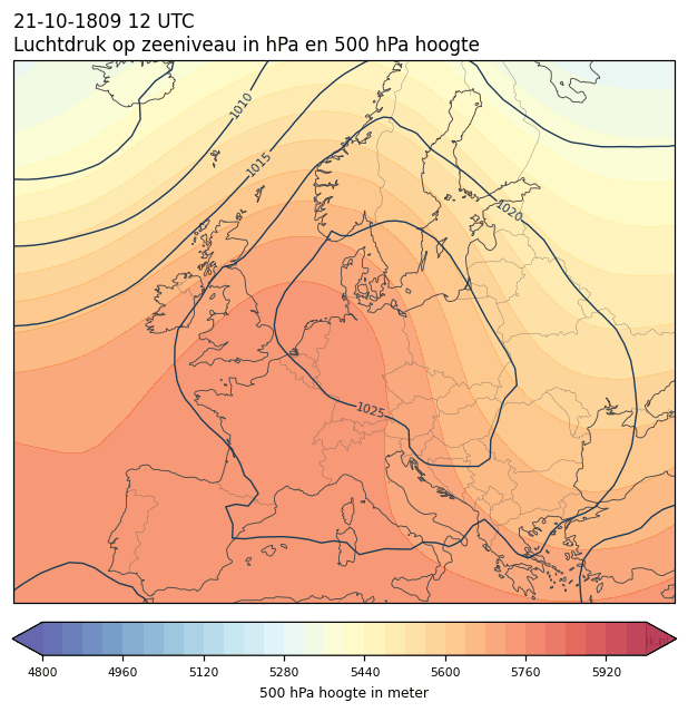Weerkaart van 21 oktober 1809 om 12 UTC