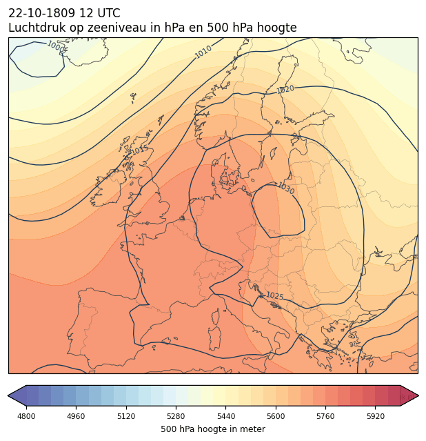 Weerkaart van 22 oktober 1809 om 12 UTC