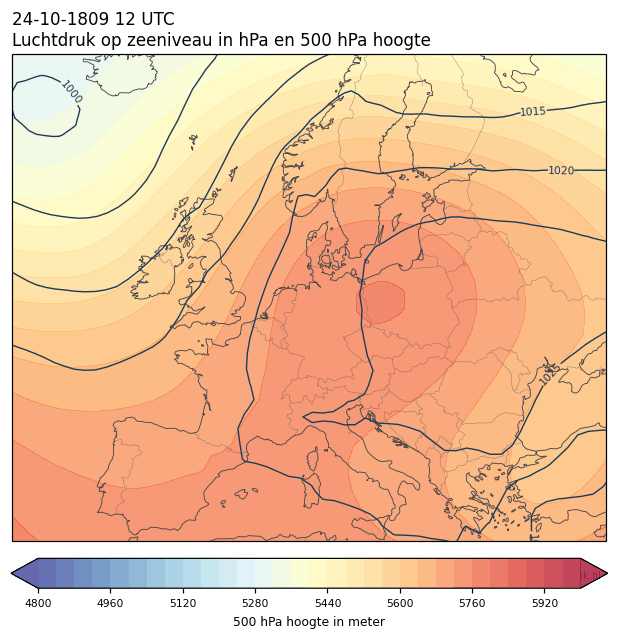 Weerkaart van 24 oktober 1809 om 12 UTC