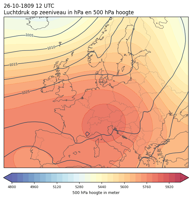 Weerkaart van 26 oktober 1809 om 12 UTC