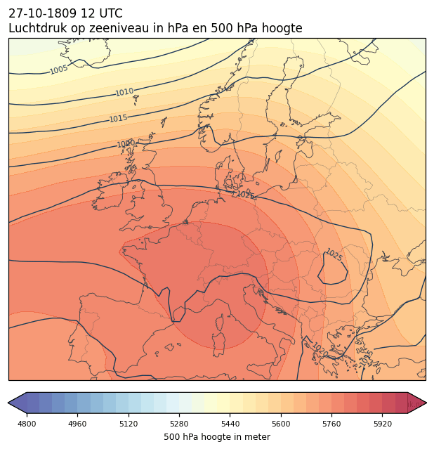 Weerkaart van 27 oktober 1809 om 12 UTC