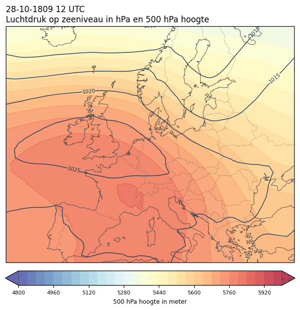 Weerkaart van 28 oktober 1809 om 12 UTC