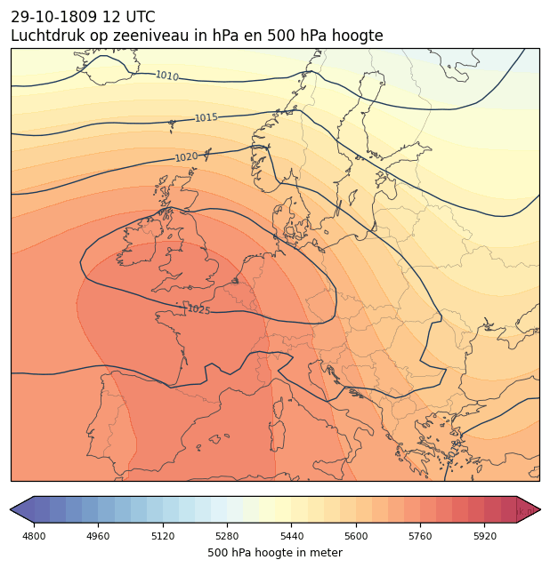 Weerkaart van 29 oktober 1809 om 12 UTC