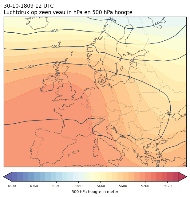 Weerkaart van 30 oktober 1809 om 12 UTC