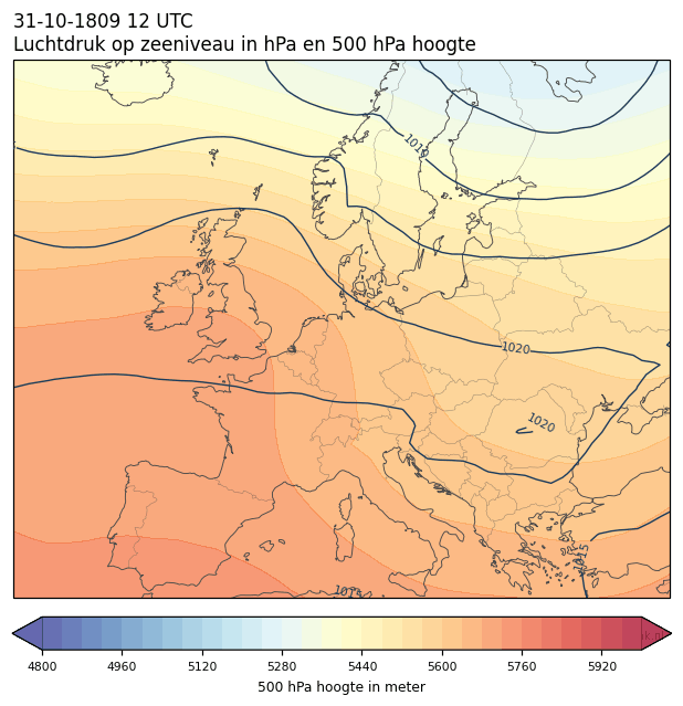 Weerkaart van 31 oktober 1809 om 12 UTC
