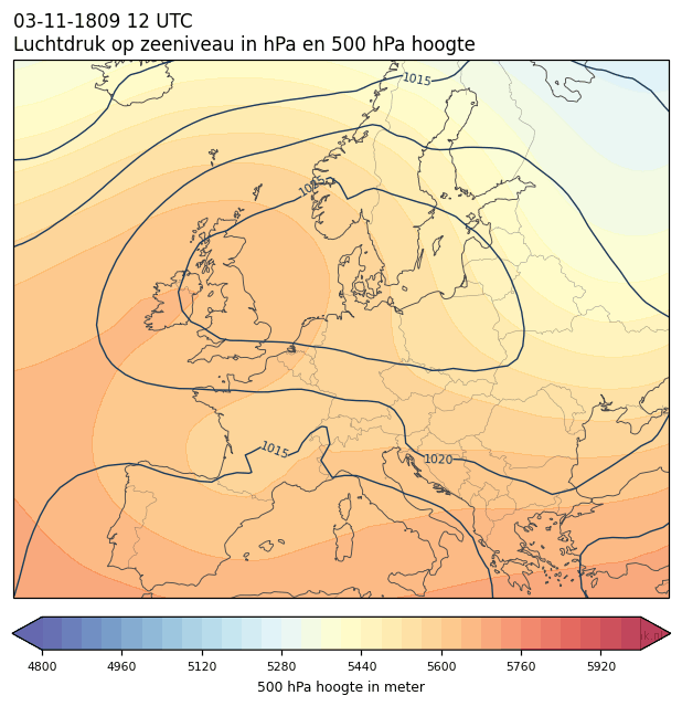 Weerkaart van 3 november 1809 om 12 UTC