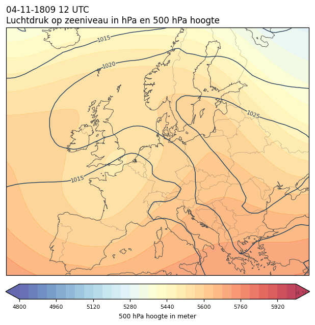 Weerkaart van 4 november 1809 om 12 UTC