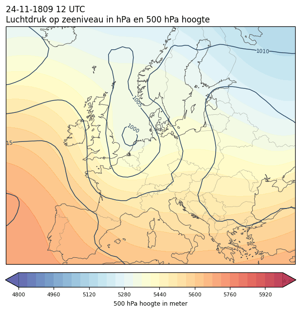 Weerkaart van 24 november 1809 om 12 UTC