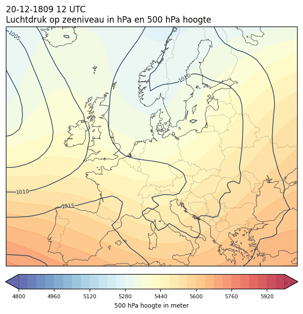 Weerkaart van 20 december 1809 om 12 UTC