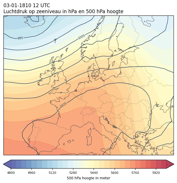 Weerkaart van 3 januari 1810 om 12 UTC