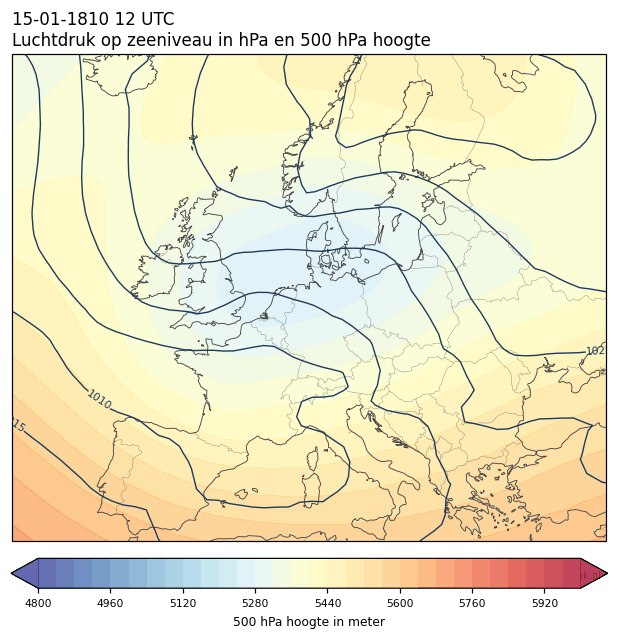 Weerkaart van 15 januari 1810 om 12 UTC