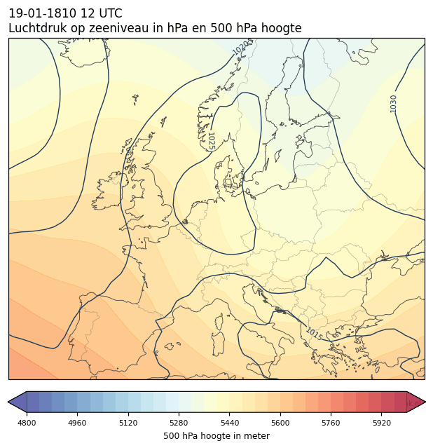 Weerkaart van 19 januari 1810 om 12 UTC