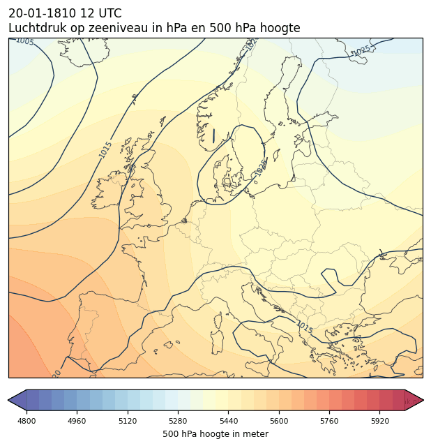 Weerkaart van 20 januari 1810 om 12 UTC