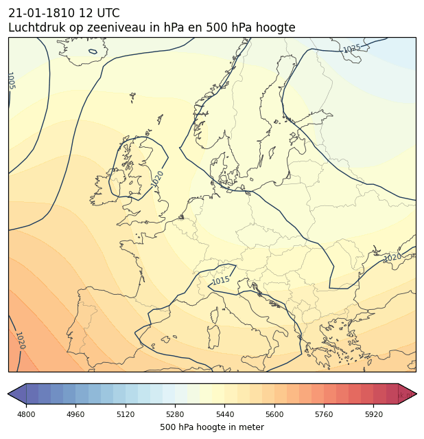 Weerkaart van 21 januari 1810 om 12 UTC