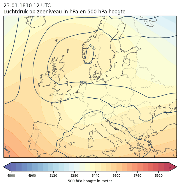 Weerkaart van 23 januari 1810 om 12 UTC