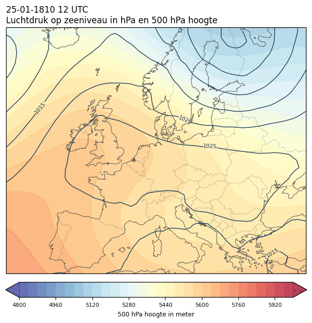 Weerkaart van 25 januari 1810 om 12 UTC