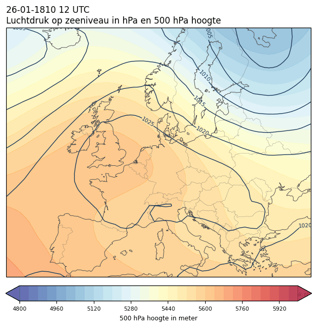 Weerkaart van 26 januari 1810 om 12 UTC