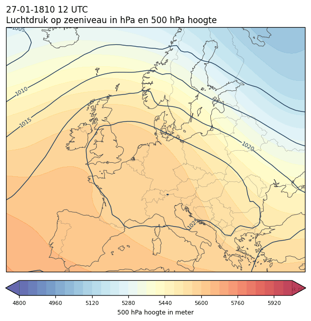 Weerkaart van 27 januari 1810 om 12 UTC