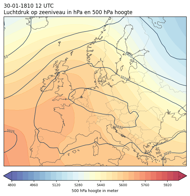 Weerkaart van 30 januari 1810 om 12 UTC