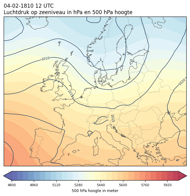 Weerkaart van 4 februari 1810 om 12 UTC