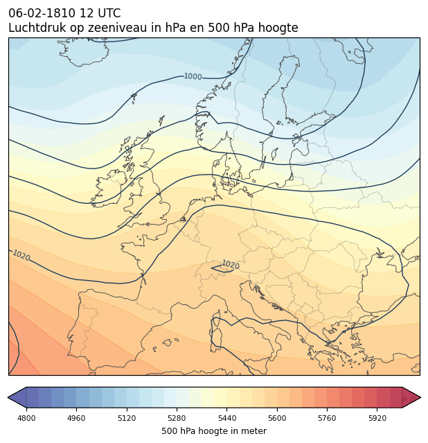 Weerkaart van 6 februari 1810 om 12 UTC
