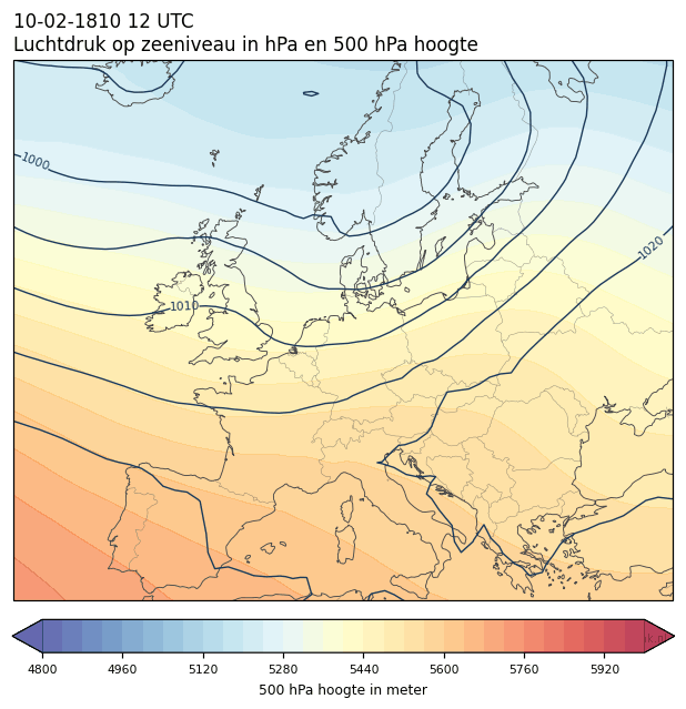Weerkaart van 10 februari 1810 om 12 UTC