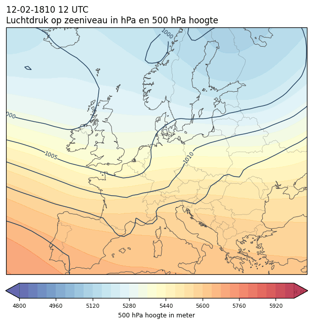 Weerkaart van 12 februari 1810 om 12 UTC