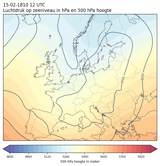 Weerkaart van 15 februari 1810 om 12 UTC
