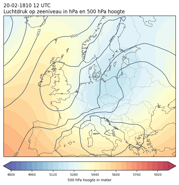 Weerkaart van 20 februari 1810 om 12 UTC