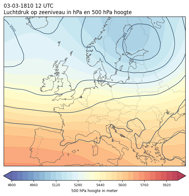 Weerkaart van 3 maart 1810 om 12 UTC