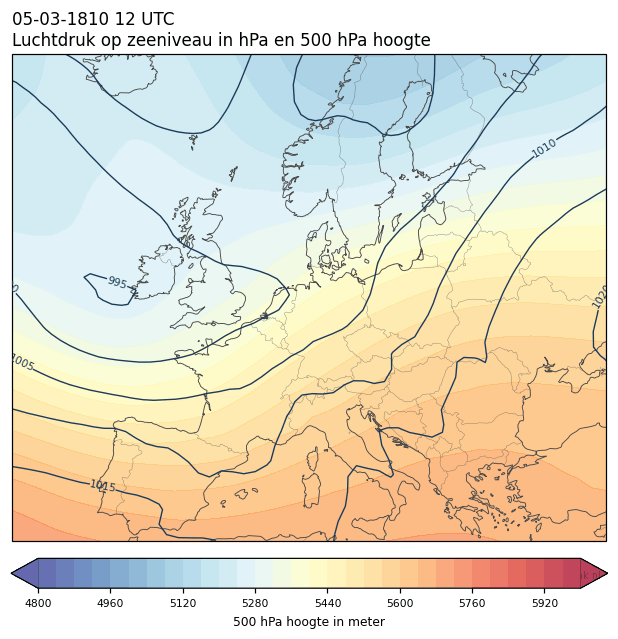 Weerkaart van 5 maart 1810 om 12 UTC