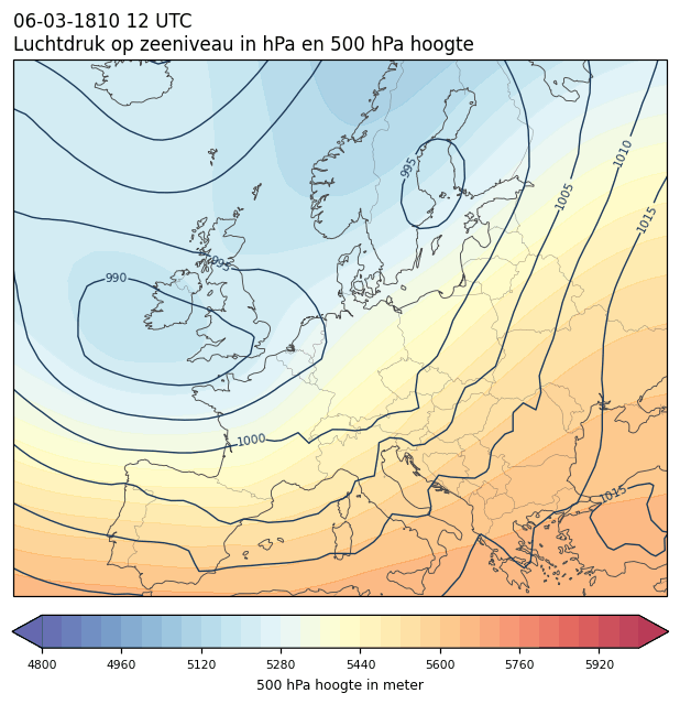 Weerkaart van 6 maart 1810 om 12 UTC