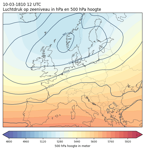 Weerkaart van 10 maart 1810 om 12 UTC