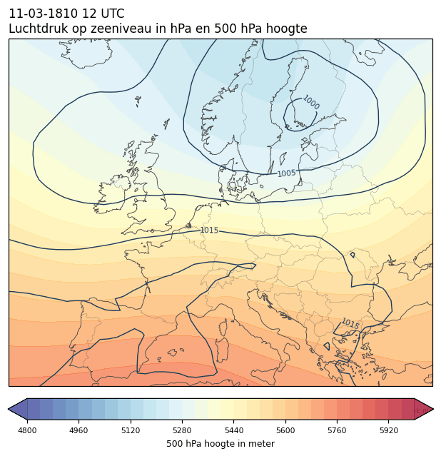 Weerkaart van 11 maart 1810 om 12 UTC