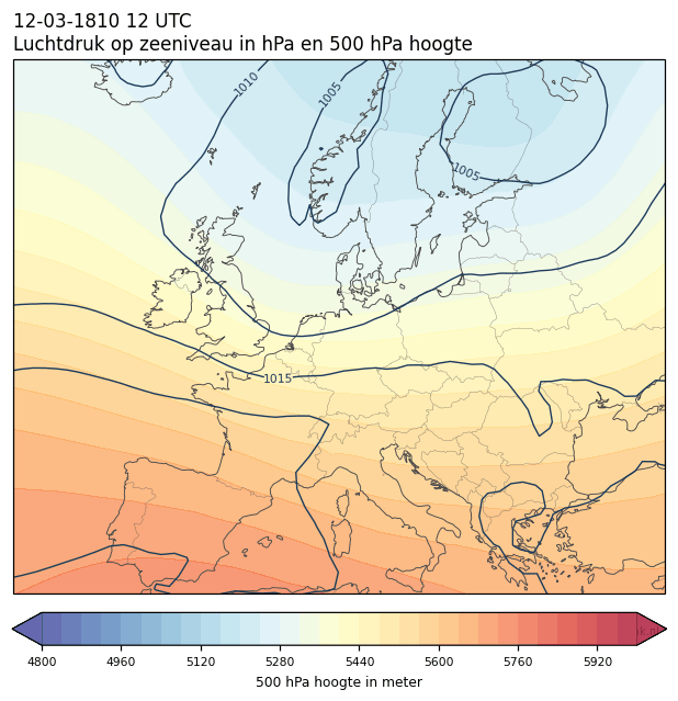 Weerkaart van 12 maart 1810 om 12 UTC