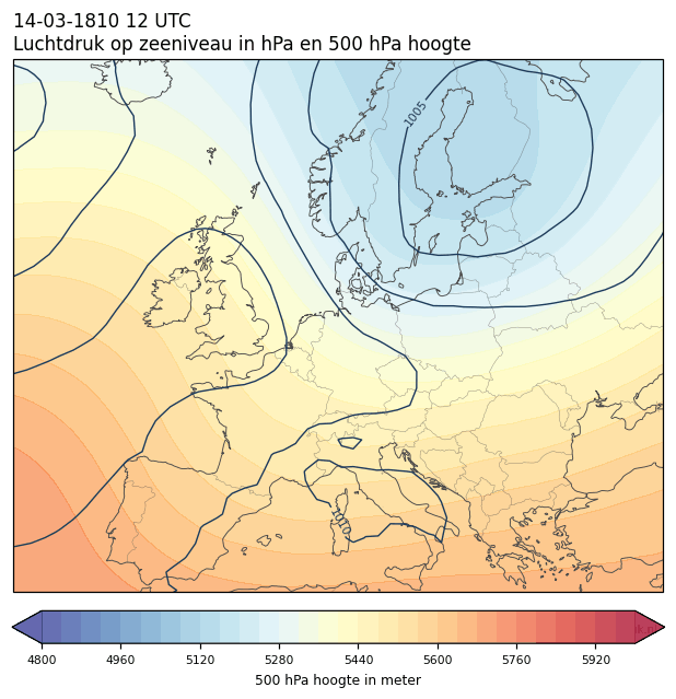 Weerkaart van 14 maart 1810 om 12 UTC