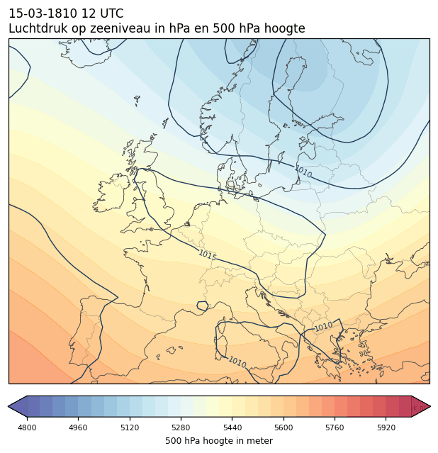 Weerkaart van 15 maart 1810 om 12 UTC