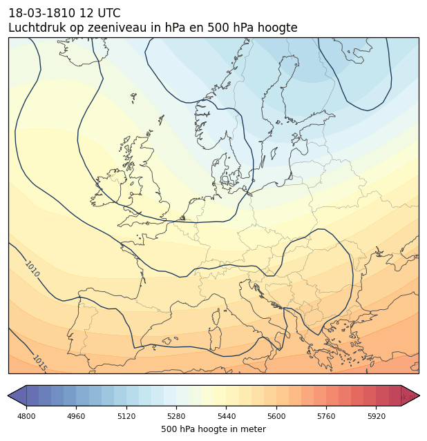 Weerkaart van 18 maart 1810 om 12 UTC