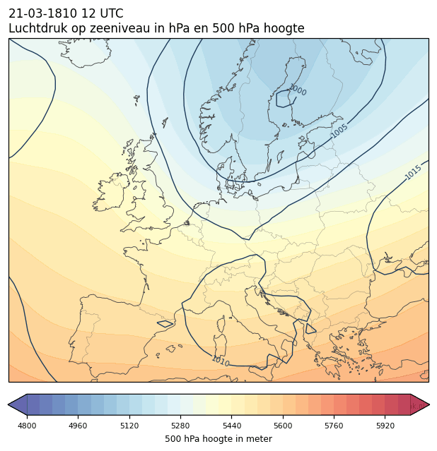 Weerkaart van 21 maart 1810 om 12 UTC