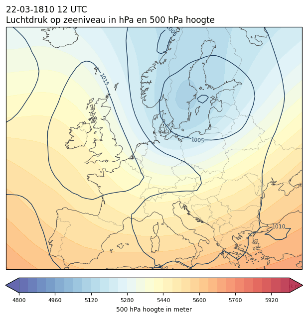 Weerkaart van 22 maart 1810 om 12 UTC