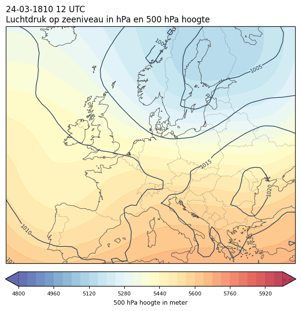 Weerkaart van 24 maart 1810 om 12 UTC